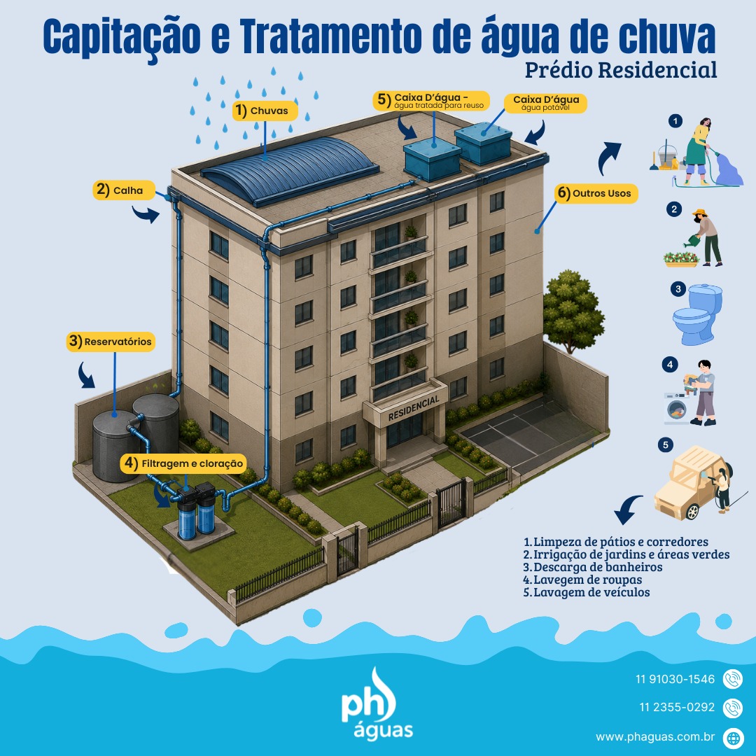 Captação de água de chuva — Prédio Residencial